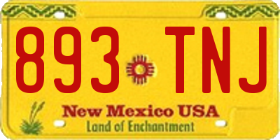 NM license plate 893TNJ