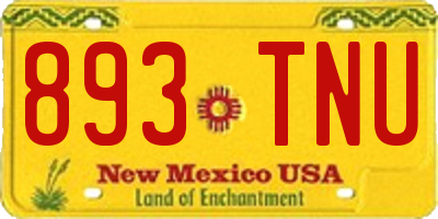 NM license plate 893TNU