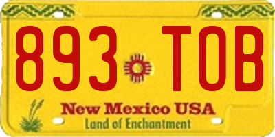 NM license plate 893TOB