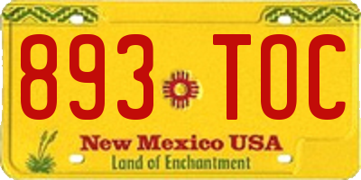 NM license plate 893TOC