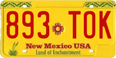 NM license plate 893TOK