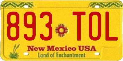 NM license plate 893TOL