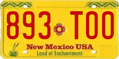 NM license plate 893TOO
