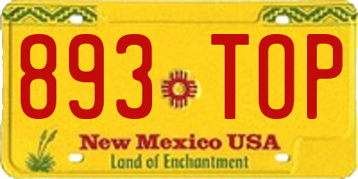 NM license plate 893TOP