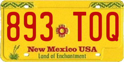 NM license plate 893TOQ