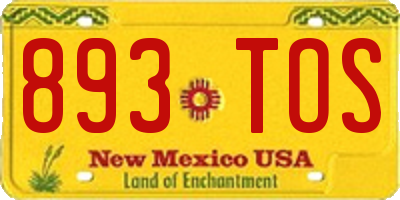 NM license plate 893TOS