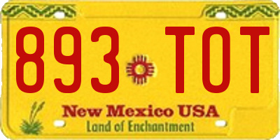 NM license plate 893TOT
