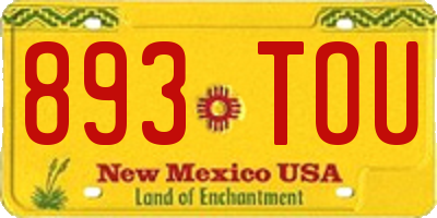 NM license plate 893TOU