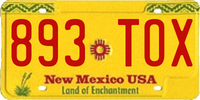 NM license plate 893TOX