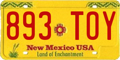 NM license plate 893TOY