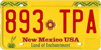 NM license plate 893TPA