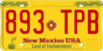 NM license plate 893TPB