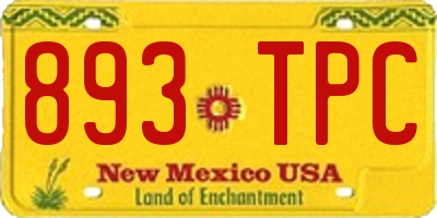 NM license plate 893TPC