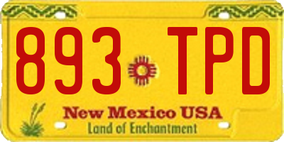 NM license plate 893TPD