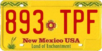 NM license plate 893TPF