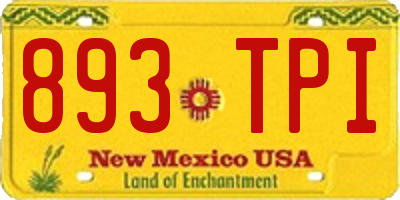 NM license plate 893TPI