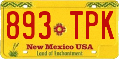 NM license plate 893TPK
