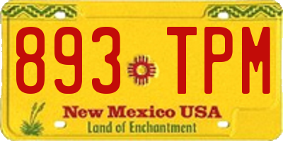 NM license plate 893TPM