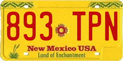 NM license plate 893TPN