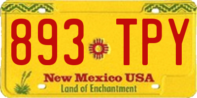 NM license plate 893TPY