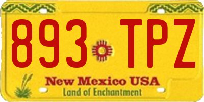 NM license plate 893TPZ