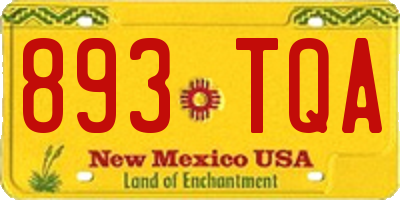 NM license plate 893TQA