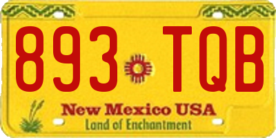 NM license plate 893TQB