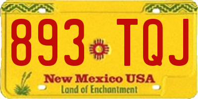 NM license plate 893TQJ