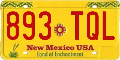 NM license plate 893TQL