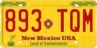 NM license plate 893TQM