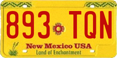 NM license plate 893TQN