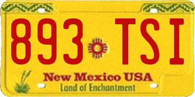 NM license plate 893TSI