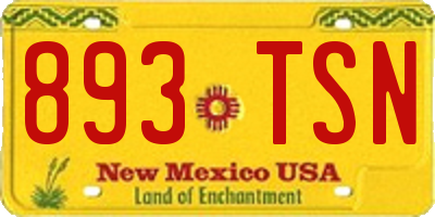 NM license plate 893TSN