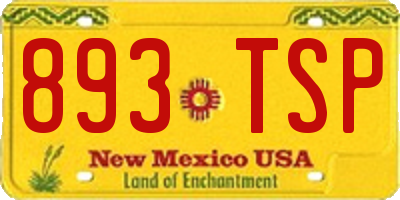 NM license plate 893TSP