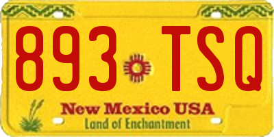 NM license plate 893TSQ