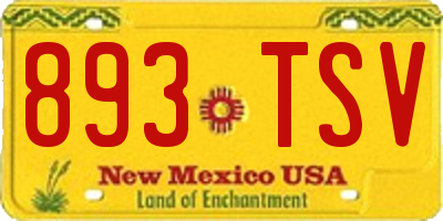 NM license plate 893TSV