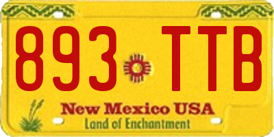 NM license plate 893TTB