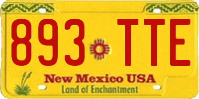NM license plate 893TTE