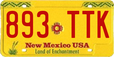 NM license plate 893TTK