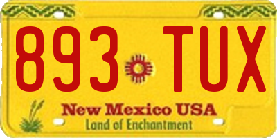 NM license plate 893TUX