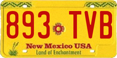 NM license plate 893TVB
