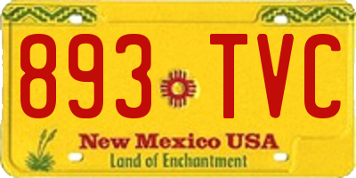 NM license plate 893TVC
