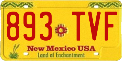 NM license plate 893TVF