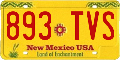 NM license plate 893TVS