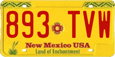 NM license plate 893TVW