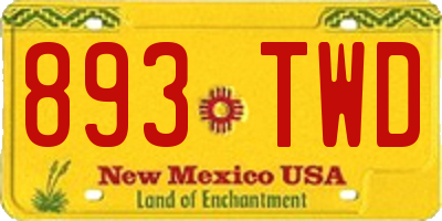 NM license plate 893TWD