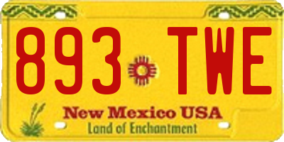 NM license plate 893TWE