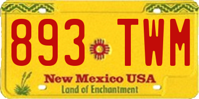 NM license plate 893TWM