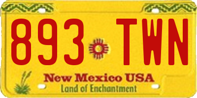 NM license plate 893TWN
