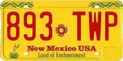 NM license plate 893TWP